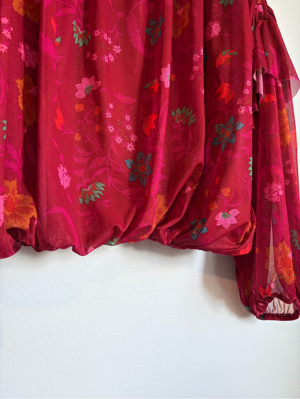 Free People Wildflower Honey Top - Red Berry - Free People Blouse - Size Large - Picture 10 of 12